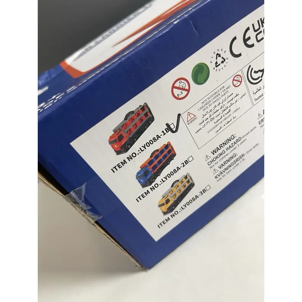 78 Inch Race Track Truck W/ 12 Metal Cars Foldable Carrier Toy Transport Vehicle